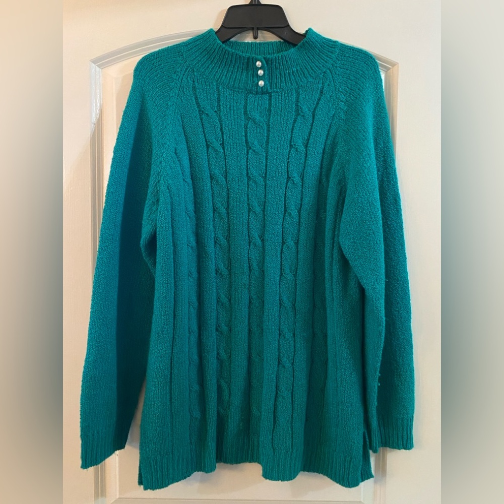 Sauci Vintage Teal Cable Knit Sweater / Size XL / EUC